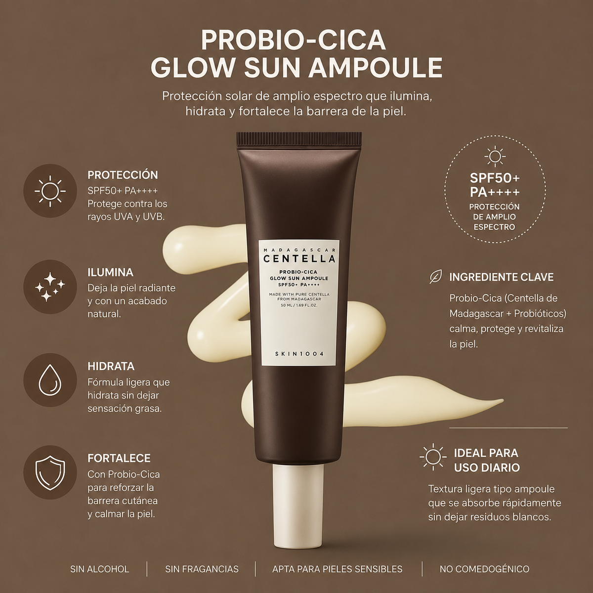 SKIN1004 Madagascar Centella Probio-Cica Glow Sun Ampoule SPF50+ 50ml