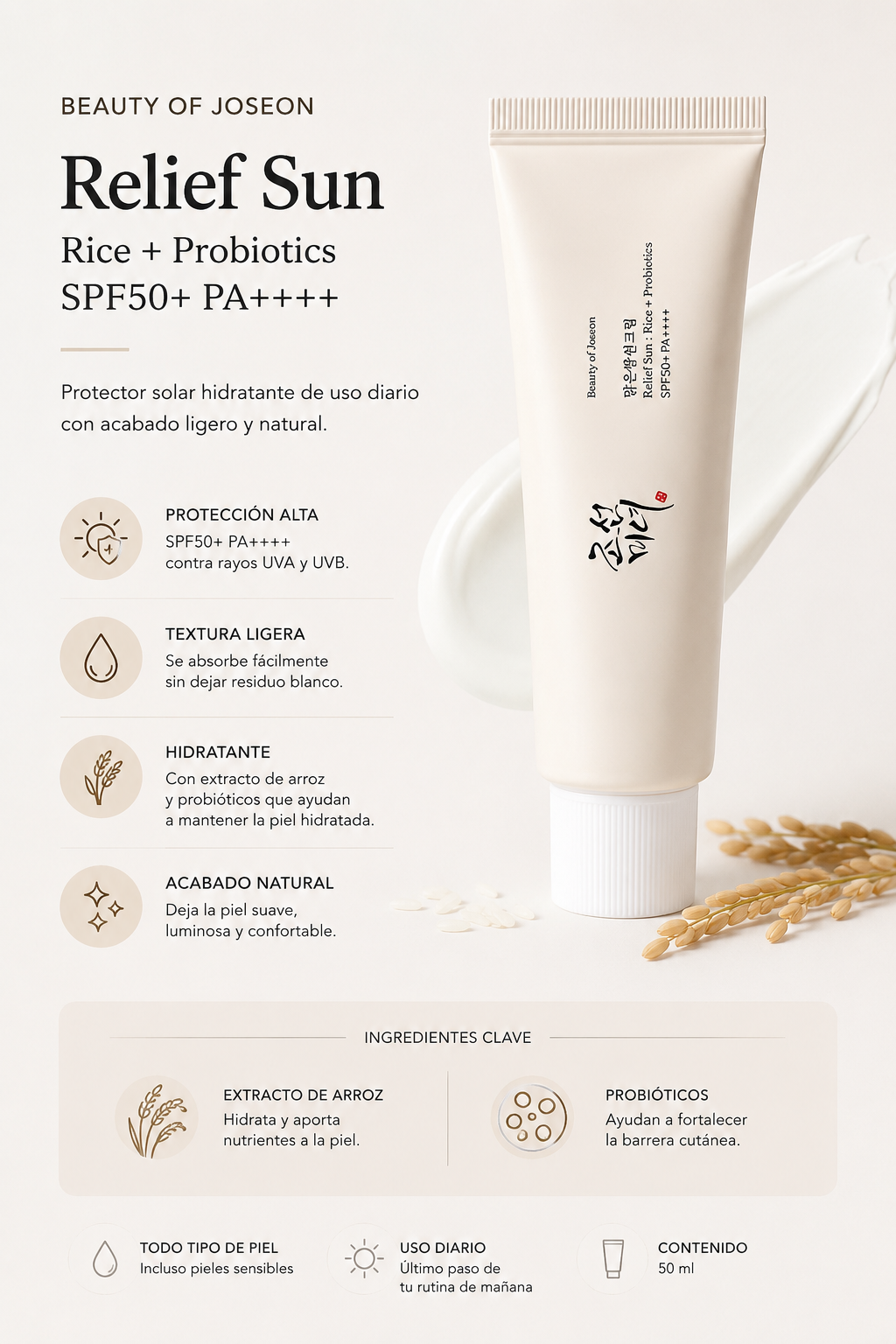Relief Sun Rice + Probiotics SPF50+ 50ml